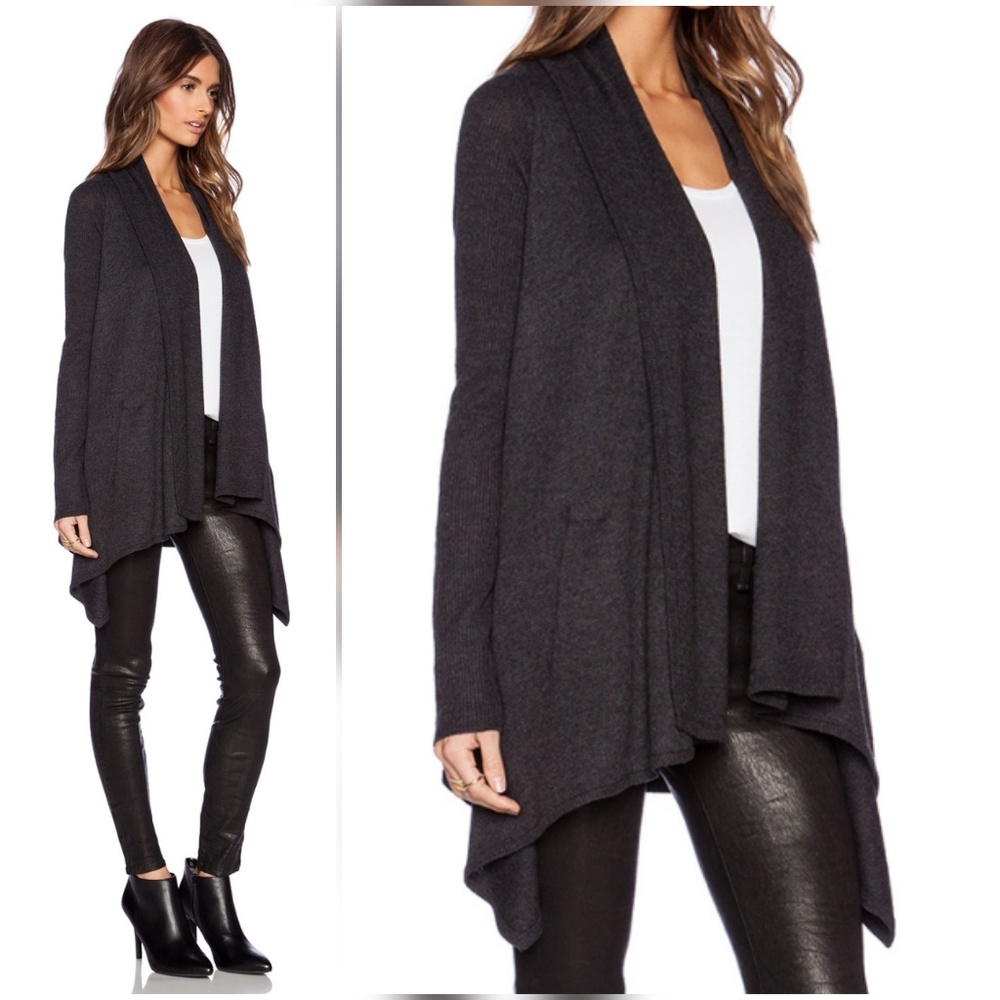 Vince Wool Cashmere Drape Cardigan Sweater Gray - Picture 3 of 7